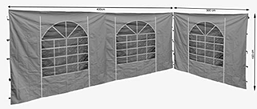 QUICK STAR 2 Seitenteile mit PVC Fenster 300x193cm / 400x193cm für Pavillon Sahara 3x4m Seitenwand GRAU von QUICK STAR