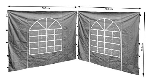 QUICK STAR 2 Seitenteile mit PVC Fenster 300x195cm für Pavillon Sahara 3x3m Seitenwand Grau von QUICK STAR