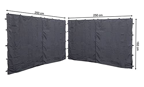 QUICK STAR 2 Seitenteile mit RV 250x192cm für Pavillon Nizza 3x3m Seitenwand Grau RAL 7012 von QUICK STAR