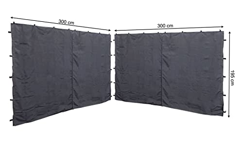 QUICK STAR 2 Seitenteile mit RV 300x195cm für Rank Pavillon 3x3m Seitenwand Anthrazit RAL 7012 von QUICK STAR