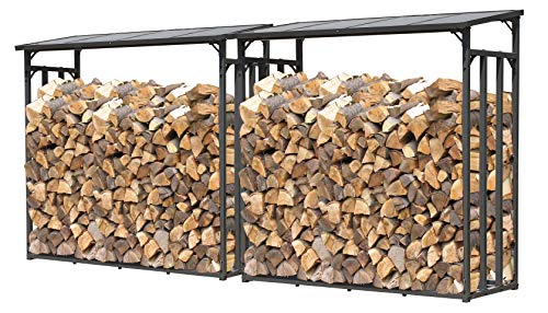 QUICK STAR 2 Stück Metall Kaminholzregal Anthrazit 143 x 70 x 145 cm Garten Kaminholzunterstand 2,8 m³ / 4 SRM Stapelhilfe Aussen von QUICK STAR