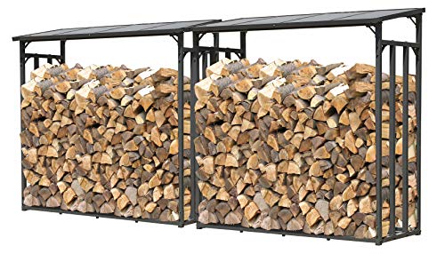 QUICK STAR 2 Stück Metall Kaminholzregal Anthrazit XXL 185 x 70 x 185 cm Garten Kaminholzunterstand 4,6 m³ / 7 SRM Kaminholzlager Stapelhilfe Aussen von QUICK STAR