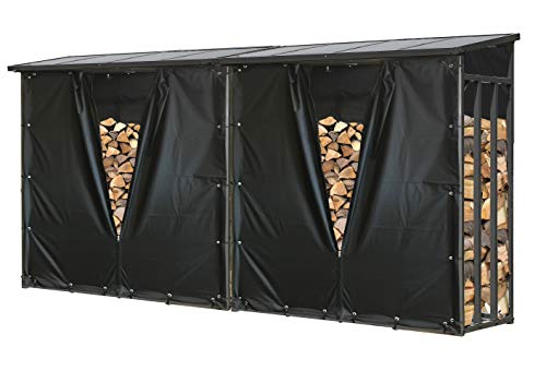 QUICK STAR 2 Stück Metall Kaminholzregal Anthrazit XXL 185 x 70 x 185 cm mit Wetterschutz Garten Kaminholzunterstand 4,6 m³ / 7 SRM Kaminholzlager Stapelhilfe Aussen von QUICK STAR
