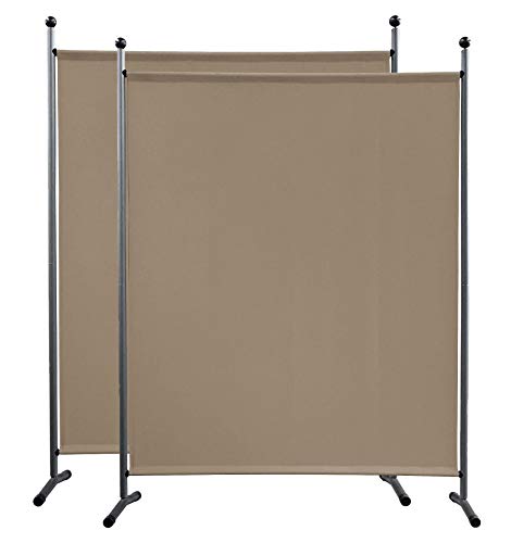 QUICK STAR 2 Stück Paravent 150 x 190 cm Stoff Raumteiler Groß Garten Stellwand Trennwand Balkon Sichtschutz Beige von QUICK STAR