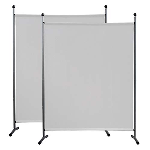 QUICK STAR 2 Stück Paravent 150 x 190 cm Stoff Raumteiler Groß Garten Stellwand Trennwand Balkon Sichtschutz Weiss von QUICK STAR