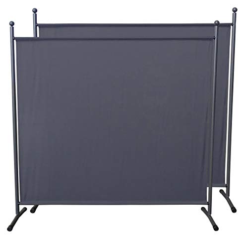 QUICK STAR 2 Stück Paravent 180 x 178 cm Stoff Raumteiler Groß Garten Stellwand Trennwand Balkon Sichtschutz Grau von QUICK STAR