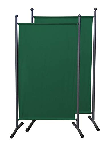 QUICK STAR 2 Stück Paravent 180 x 78 cm Stoff Raumteiler Klein Garten Stellwand Trennwand Balkon Sichtschutz Grün von QUICK STAR