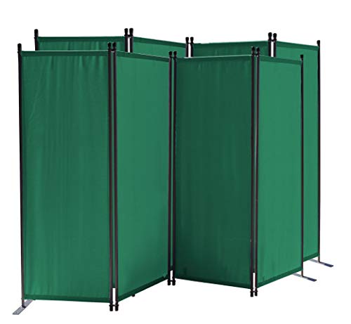 QUICK STAR 2 Stück Paravent 4 Teilig 165 x 220 cm Stoff Raumteiler Trennwand Balkon Sichtschutz Stellwand Faltbar Grün von QUICK STAR