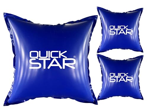 QUICK STAR 3 Stück Poolkissen Eckig 120x120 cm Blau | 4 Seile & Sicherheitsventil | 2X Reparaturset | PVC 0,44mm | Winter Pool Kissen mit Doppelnaht | Luftkissen Chlor- und UV-Beständig von QUICK STAR