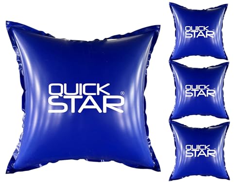 QUICK STAR 4 Stück Poolkissen Eckig 120x120 cm Blau | 4 Seile & Sicherheitsventil | 2X Reparaturset | PVC 0,44mm | Winter Pool Kissen mit Doppelnaht | Luftkissen Chlor- und UV-Beständig von QUICK STAR