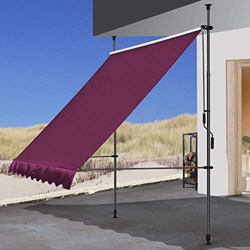 QUICK STAR Klemmmarkise 300 x130cm Bordeaux Balkonmarkise Sonnenschutz Terrassenüberdachung Höhenverstellbar von 200-290cm Markise Balkon ohne Bohren von QUICK STAR