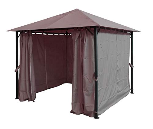 QUICK STAR Metall Garten Pavillon Nizza 3x3m Antik Partyzelt Taupe RAL 7006 mit 4 Seitenteilen von QUICK STAR