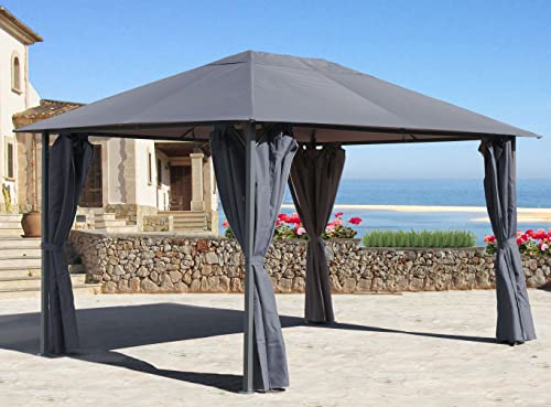 QUICK STAR Metall Garten Pavillon Nizza 3x4m Grau mit 4 Seitenteilen Partyzelt von QUICK STAR