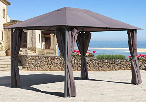 QUICK STAR Metall Garten Pavillon Nizza 3x4m Taupe mit 4 Seitenteilen Partyzelt von QUICK STAR