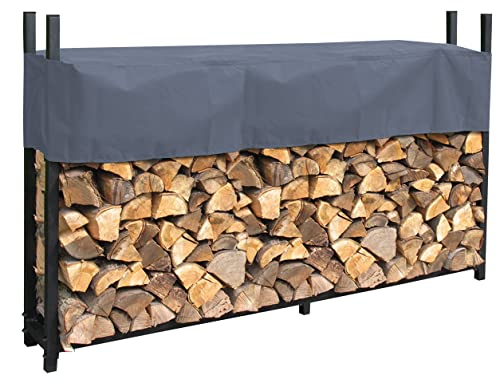 QUICK STAR Metall Kaminholzregal Anthrazit 200 x 25 x 115 cm Garten Kaminholzunterstand 0,8 m³ / 1,3 SRM Stapelhilfe mit Schutzhülle Grau von QUICK STAR
