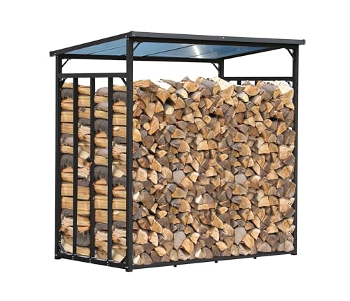 QUICK STAR Metall Kaminholzregal Anthrazit XXL 185 x 100 x 185 cm XXXL Garten Kaminholzunterstand 3,5 m³ Kaminholzlager Stapelhilfe Aussen von QUICK STAR