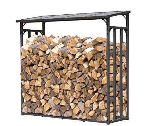 QUICK STAR Metall Kaminholzregal Anthrazit XXL 185 x 70 x 185 cm Garten Kaminholzunterstand 2,3 m³ Kaminholzlager Stapelhilfe Aussen von QUICK STAR