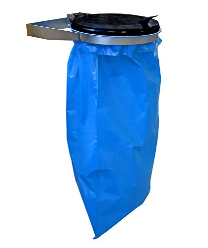 QUICK STAR Müllsack Wandhalterung mit Deckel | Metall Müllsackhalter Wand 120 Liter | Stabiler Wandhalter - Verzinkter Stahl | Müllbeutelhalter Gelber Sack 120L | Abfallbehälter von QUICK STAR