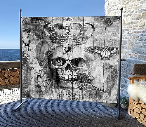 Paravent 180 x 180 cm Skull Raumteiler Stellwand Trennwand Balkon Garten Sichtschutz von QUICK STAR