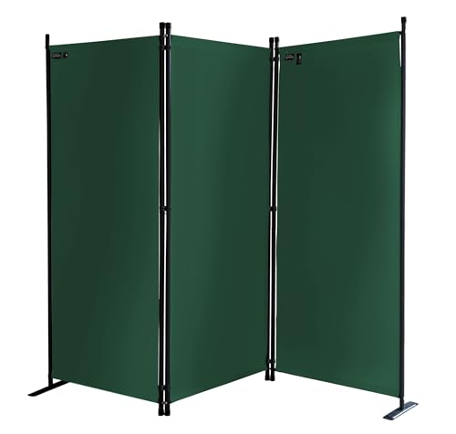 QUICK STAR Paravent 3 Teilig 170 x 165 cm Stoff Raumteiler Trennwand Balkon Sichtschutz Stellwand Faltbar Grün von QUICK STAR