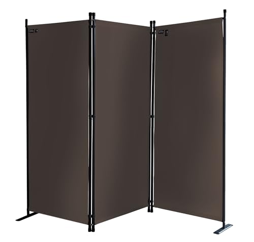 QUICK STAR Paravent 3 Teilig 170 x 165 cm Stoff Raumteiler Trennwand Balkon Sichtschutz Stellwand Faltbar Taupe von QUICK STAR