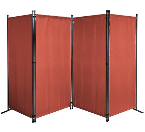 QUICK STAR Paravent 4 Teilig 165 x 220 cm Stoff Raumteiler Trennwand Balkon Sichtschutz Stellwand Faltbar Rotorange RAL 2001 von QUICK STAR
