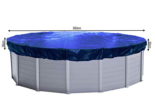 QUICK STAR Poolabdeckung Rund für 320-366 cm Pools | Planenmaß Ø 420 cm | Blau | Sommer & Winter Poolplane | Solar Abdeckplane | 200g/m² PE Zweifach Beschichtete Abdeckung | Solarplane UV-Resistent von QUICK STAR