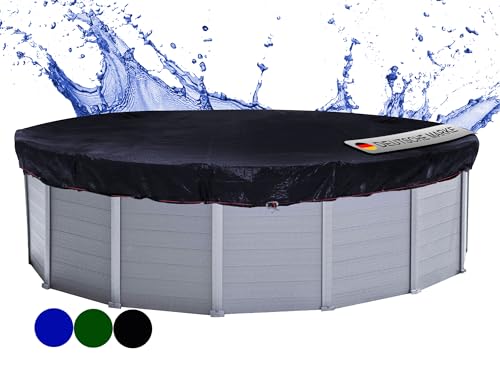 QUICK STAR Poolabdeckung Rund für 500-550 cm Pools | Planenmaß Ø 610 cm | Schwarz | Sommer & Winter Poolplane | Solar Abdeckplane 200g/m² PE Zweifach Beschichtete Abdeckung | Solarplane UV-Resistent von QUICK STAR