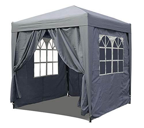 QUICK STAR Pop-Up-Pavillon 2 x 2 m Smoky Grau mit 4 Easy-Klett Seitenteilen von QUICK STAR