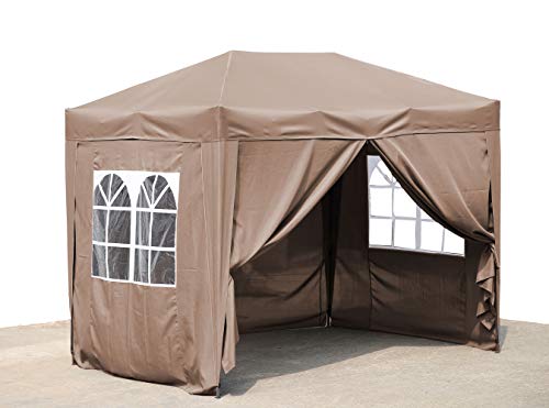 QUICK STAR Pop-Up-Pavillon 2x3m Beige mit 4 Easy-Klett Seitenwänden 2 mit Reißverschlüssen von QUICK STAR