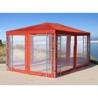 Rank Pavillon Set 3x4m Metall Garten Partyzelt Terra / Rotorange ral 2001 mit 4 Seitenteilen Moskitonetz von QUICK STAR