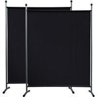 2 Stück Paravent 150 x 190 cm Stoff Raumteiler Groß Stellwand Trennwand Balkon Sichtschutz Schwarz von QUICK-STAR