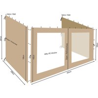 Quick-star - 3 Seitenteile zu Rank Anbau Pavillon 3x4m Sand mit Fenster von QUICK-STAR