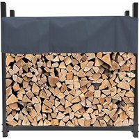 Quick-star - Metall Kaminholzregal Anthrazit 113 x 25 x 115 cm Garten Kaminholzunterstand 0,5 m³ Stapelhilfe Aussen mit Schutzhülle Grau von QUICK-STAR