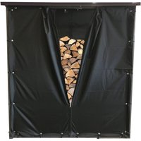 Wetterschutz-Vorhang Set Front und Rückwand zu 143x70x145cm Kaminholzunterstand pvc Schwarz von QUICK-STAR
