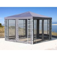 Rank Pavillon Set 3x3m Metall Garten Partyzelt Anthrazit mit 4 Seitenteilen mit Moskitonetz von QUICK-STAR