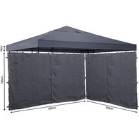 Set Ersatzdach und 2 Seitenteile für Pavillon 3x3m Grau ral 7012 Pavillondach Ersatzbezug Seitenwand mit Reißverschluss von QUICK-STAR
