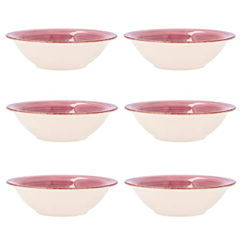 Quid Set 6 Suppenschalen aus Steingut | Suppenteller Peoni 18 cm, Rosa, Estandar von Quid