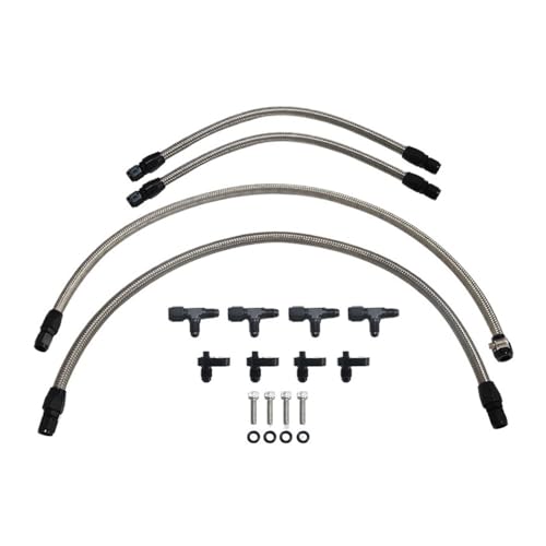 AN4 Edelstahl-Geflechtschlauch for LS LSX LS1 LS2 LS6 LM7 Schwarzes Nylon-Motordampf-Entlüftungskit for die Entlüftung vorne und hinten(Silver) von QUIGHZX