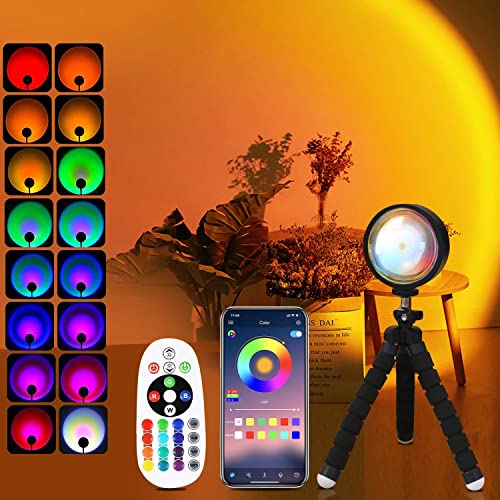 QUIGO Sunset Lamp Sonnenuntergang Lampe Schlafzimmer Nachtlicht Dimmbar Led lampen Licht Projektor Sonnenlicht Sonnenlampe Stimmungslicht Rgb Lichter Night Light Aesthetic Room Decor von QUIGO