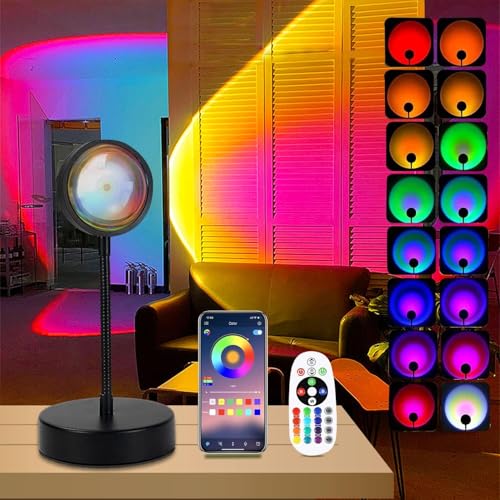 QUIGO Sunset Lamp Sonnenuntergang Lampe Led Licht Nachtlicht mit Smart App Control für Selfie Lampe Beleuchtung Schlafzimmer Wohnzimmer Party Lampe Schlafzimmer Aesthetic Room Decor von QUIGO