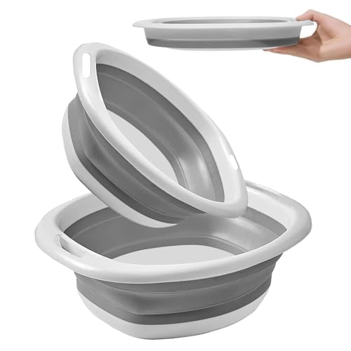 2 STK Faltbare Waschschüssel Camping Waschbecken Faltbarer Eimer,Tragbares Spülschüssel Faltbar Spülwanne,Faltschüssel Falteimer,Klappbar Waschwanne für Hause Küche Fußbadewanne Fußwanne(2 Größen) von QUIIEOSKIA
