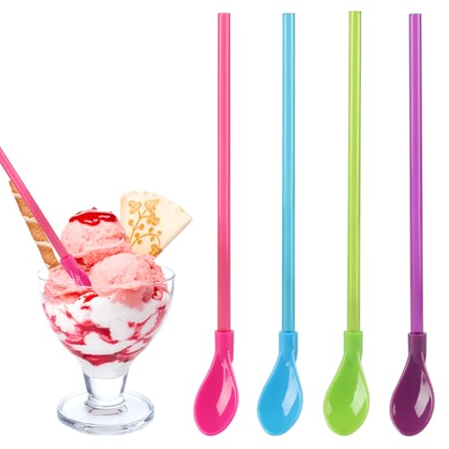 20 Stück Strohhalme Löffel, Wiederverwendbare Kunststoff Slushie Strohhalme mit Löffel für Smoothie Cocktails Kaffee Getränke Eiscreme, 9,25 Zoll lang 20 Stück Strohhalme Löffel, Wiederverwendbare Kunststoff Slushie Strohhalme mit Löffel für Smoothie Cocktails Kaffee Getränke Eiscreme, 9,25 Zoll lang von QUIIEOSKIA
