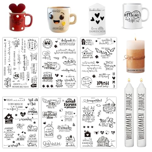 6 Stück Transferaufkleber zum Thema Zuhause Transferaufkleber, Aufkleber Selbstklebend für Glas Holz Raysin Keramik DIY Geschenkideen Party Deko 6 Stück Transferaufkleber zum Thema Zuhause Transferaufkleber, Aufkleber Selbstklebend für Glas Holz Raysin Keramik DIY Geschenkideen Party Deko von QUIIEOSKIA