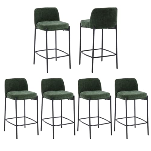 QUINJAY Moderne Chenille-Thekenhocker, 66 cm, Grün, gepolstert, Bouclé, Thekenhöhe, Barhocker mit bequemer Rückenlehne, hohe Esszimmerstühle, Kücheninselstühle mit schwarzen Beinen für Esszimmer QUINJAY Moderne Chenille-Thekenhocker, 66 cm, Grün, gepolstert, Bouclé, Thekenhöhe, Barhocker mit bequemer Rückenlehne, hohe Esszimmerstühle, Kücheninselstühle mit schwarzen Beinen für Esszimmer von QUINJAY