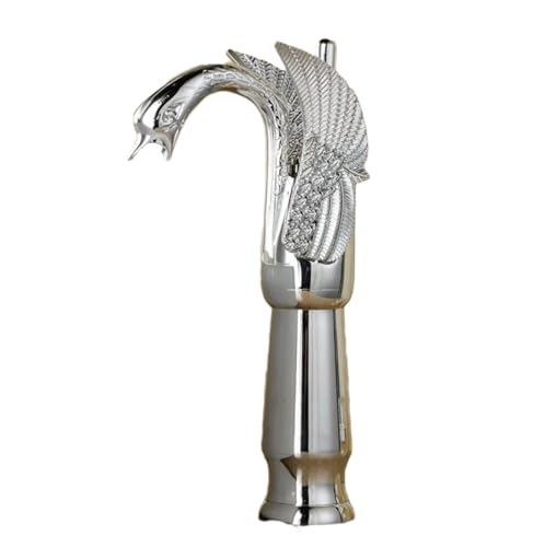 Bad Wasserhahn Badezimmer-Wasserhahn Goldener Waschbecken-Wasserhahn Hotel Heiß Und Kalt Alle Kupfer-Waschbecken-Wasserhahn Schwanen-Wasserhahn Silber Hoch von QUINTO
