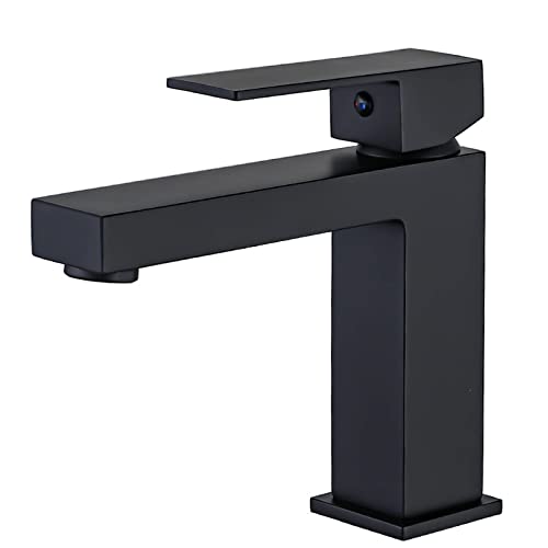 Badarmatur Wasserhahn Badezimmer-Vollkupfer-Quadrat-Schwarz-Waschbecken-Hotel-Warm- Und Kaltwasserhahn Unter Aufsatzwaschbecken Hellgoldener Wasserhahn Schwarz von QUINTO