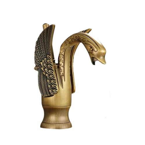 Badezimmer Wasserhahn Badezimmer-Waschtischarmatur Schwarzer Waschbeckenhahn Goldener Schwan Heißer Und Kalter Waschbeckenhahn Auf Der Arbeitsplatte Braun Kurz von QUINTO