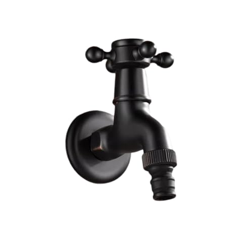 Garten Waschbecken Wasserhahn Ganzkupfer Antiker Schwarzer Waschmaschinenhahn Einzelner Kalter 1/2-Zoll-Mopp-Pool-Wasserhahn Verlängerter Und Verdickter Wasserhahn Kurze Waschmaschine 1/2 Zoll von QUINTO