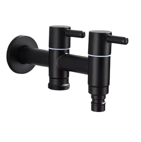 Garten Waschbecken Wasserhahn Schwarzer Erweiterter Waschmaschinenhahn Spezieller 1/2 Zoll 3/4 Zoll 304 Edelstahl-Haushaltshahn Mopp-Pool-Wasserhahn 1/2 Zoll + 3/4 Zoll Waschmaschine von QUINTO